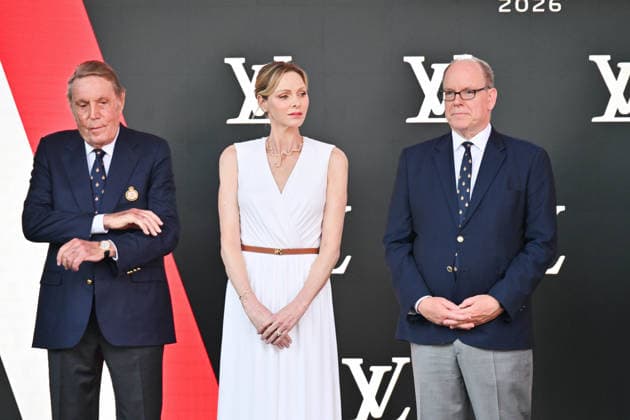 IPA85445397 - Monte Carlo, Formula 1 Monaco Grand Prix , Awards Ceremony Pictured: Albert II of Monaco, Charlene Wittstock, Andrea Casiraghi  Copyright: xManuelexMangiarottix xManuelexMangiarottix 85445397