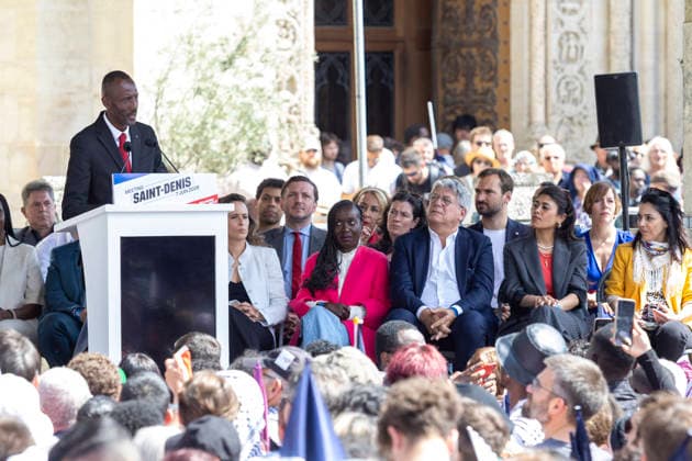 Bally Bagayoko during the first presidential campaign rally for Jean Luc Mélenchon LFI on Place Victor Hugo in Saint Denis Pierrefitte, France, on June 7, 2026 France votes in a presidential election scheduled for April 2027 Emmanuel Forgeron Agence1827 Bestimage Rally to launch the campaign of French leftist party La France Insoumise LFI presidential candidate Jean Luc Melenchon on Place Victor Hugo in Saint Denis, a northern Paris suburb, France, on June 7, 2026 France votes in a presidential election scheduled for April 2027 Saint Denis France  Copyright: xEmmanuelxForgeronx xBestimagexEmmanuelxForgeronx xBestimagex