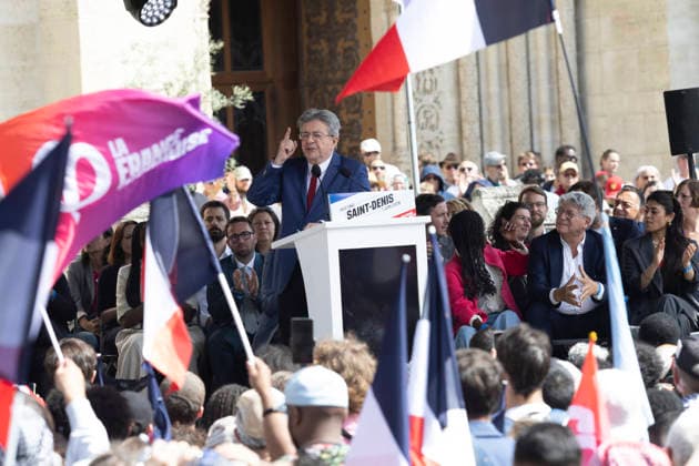 Jean Luc Mélenchon during the first presidential campaign rally for Jean Luc Mélenchon LFI on Place Victor Hugo in Saint Denis Pierrefitte, France, on June 7, 2026 France votes in a presidential election scheduled for April 2027 Emmanuel Forgeron Agence1827 Bestimage Rally to launch the campaign of French leftist party La France Insoumise LFI presidential candidate Jean Luc Melenchon on Place Victor Hugo in Saint Denis, a northern Paris suburb, France, on June 7, 2026 France votes in a presidential election scheduled for April 2027 Saint Denis France  Copyright: xEmmanuelxForgeronx xBestimagexEmmanuelxForgeronx xBestimagex
