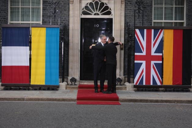 . 07 06 2026. London, United Kingdom. Keir Starmer Welcomes European Leaders to No.10. UK Prime Minister Keir Starmer Welcomes Volodymyr Zelenskyy, Friedrich Merz and Emmanuel Macron to No.10 Downing Street.  xMartynxWheatleyx xi-Imagesx IIM-26814-0016
