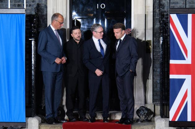 Quad-lateral Meeting On Ukraine at Downing Street, London, UK - 07 June 2026 (L-R) - German Chancellor Frederich Merz, Ukrainian President Volodymyr Zelenskyy, French British Prime Minister Sir Keir Starmer and President Emmanuel Macron pose forr a photo in Downing Street, London, England, UK on Sunday 7 June, 2026., Credit:Justin Ng Avalon UK, England, London, Downing Street  Copyright: xJustinxNgx xAvalonx 1108706643