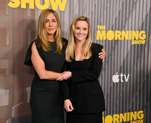 Jennifer Aniston (L) and Reese Witherspoon attend the EMMY FYC Screening for Apple TV s The Morning Show Season 4 at the DGA Theater Complex in Los Angels on Sunday, June 07, 2026. Storyline: The Morning Show explores the intersection of ambition, corporate corruption, and journalism, pulling back the curtain on the ruthless environment of broadcast news.  LAP2026060769 JIMxRUYMEN
