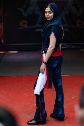 Street Fashion show ahead of the FIFA World cup in Dhaka - 07 Jun 2026 A model seen wearing dress inspired by the colors and design of the France national Football Team during the street Fashion show ahead of the FIFA World cup. Dhaka Bangladesh Copyright: xSazzadxHossainx xSOPAxImagesx Sazzad_FIFA Street Fashion Show Graffiti_FIFA worldcup (28)