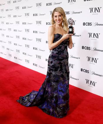 Caissie Levy poses with the Best Performance by an Actress in a Leading Role in a Musical award for Ragtime backstage at The 79th Annual Tony Awards at Radio City Music Hall on Sunday, June 7, 2026 in New York City.  NYP20260607332 JohnxAngelillo
