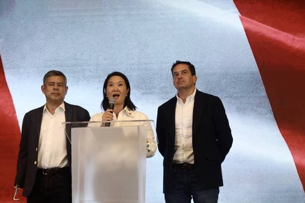 Peru presidential runoff narrows as vote count continues LIMA, PERU - JUNE 07: Presidential candidate Keiko Fujimori speaks to the press after the release of the first quick-count results during the second round of Peru’s presidential election on June 7, 2026, in Lima, Peru. Accompanied by senior members of Fuerza Popular and her vice-presidential running mates, Fujimori called for calm and patience as the vote count continues. She stated that she will wait for the official results from the National Office of Electoral Processes (ONPE) before commenting on the outcome of the election. Klebher Vasquez Anadolu Lima Peru. Editorial use only. Please get in touch for any other usage.  Copyright: x2026xAnadoluxKlebherxVasquezx