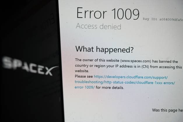 China SpaceX Security Concerns A brower shows that the website of SpaceX has banned access from China June 8, 2026., Credit:LONG WEI Utuku Feature China Avalon CHINA, ZHEJIANG, HANGZHOU  Copyright: xLONGxWEIx xUtuku FeaturexChinax xAvalonx 1108838743