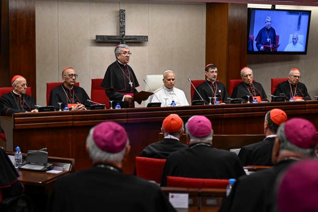SPAIN - POPE LEO XIV MEETS WITH THE BISHOPS OF SPAIN AT THE OFFOCE EPISCOPAL CONFERENCE IN MADRID - 2026 6 8 Spain, Vatican, 2026 6 8 Pope Leo XIV meets with the bishops of Spain at the office of the Episcopal conference in Madrid EDITORIAL USE ONLY - NO BOOKS Copyright: xVATICANxMEDIA CPPx