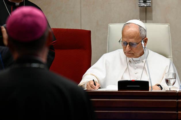 SPAIN - POPE LEO XIV MEETS WITH THE BISHOPS OF SPAIN AT THE OFFOCE EPISCOPAL CONFERENCE IN MADRID - 2026 6 8 Spain, Vatican, 2026 6 8 Pope Leo XIV meets with the bishops of Spain at the office of the Episcopal conference in Madrid EDITORIAL USE ONLY - NO BOOKS Copyright: xVATICANxMEDIA CPPx