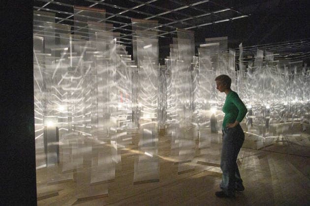 Julio Le Parc Press View at TATE Modern, London, UK - 8 June 2026 A staff member views Vibrating Light - Tulles, 1968 1981 by Julio Le Parc as part of The Julio Le Parc Press View which runs from 11th June 2026 to 3rd May 2027 at TATE Modern, London, England, UK on Monday 8 June, 2026., Credit:Justin Ng Avalon UK, England, London, TATE Modern  Copyright: xJustinxNgx xAvalonx 1108882030
