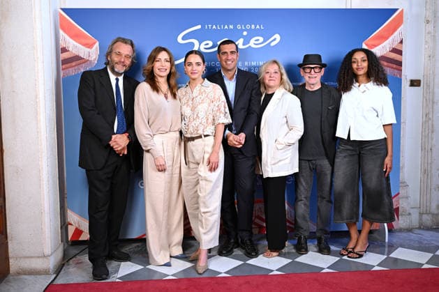June 8, 2026, Rome, Rome, Italy: Marco Spagnoli, Artistic Director of IGS, Lucia Borgonzoni, Undersecretary of Culture, Matilde Gioli, the patroness of the second edition, Michele De Pascale, President of the Emilia Romagna Region, Chiara Sbarigia, President of APA, Duccio Forzano, director of the opening and closing evenings, Paola Gioia Kaze Formisano, and Sergio Friscia, at the photocall for the presentation of the Italian Global Series, the second edition of the event dedicated to the best Italian and international series, which will be held from 3 to 11 July 2026 in Rimini and Riccione. Foreign Press, Rome, 08 06 2026 Rome Italy  - ZUMAa289 20260608_zia_a289_075 Copyright: xMariaxLauraxAntonellix xAgfx
