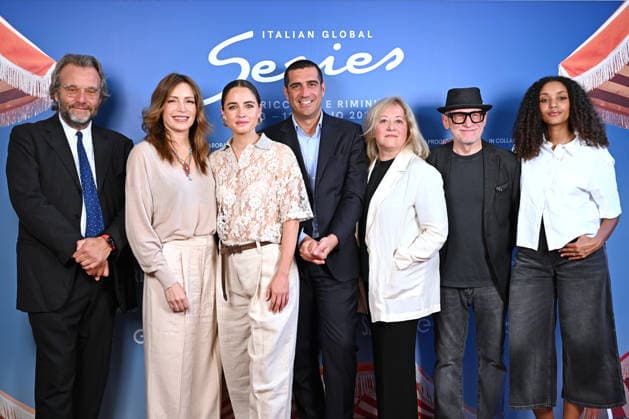 June 8, 2026, Rome, Rome, Italy: Marco Spagnoli, Artistic Director of IGS, Lucia Borgonzoni, Undersecretary of Culture, Matilde Gioli, the patroness of the second edition, Michele De Pascale, President of the Emilia Romagna Region, Chiara Sbarigia, President of APA, Duccio Forzano, director of the opening and closing evenings, Paola Gioia Kaze Formisano, and Sergio Friscia, at the photocall for the presentation of the Italian Global Series, the second edition of the event dedicated to the best Italian and international series, which will be held from 3 to 11 July 2026 in Rimini and Riccione. Foreign Press, Rome, 08 06 2026 Rome Italy  - ZUMAa289 20260608_zia_a289_078 Copyright: xMariaxLauraxAntonellix xAgfx