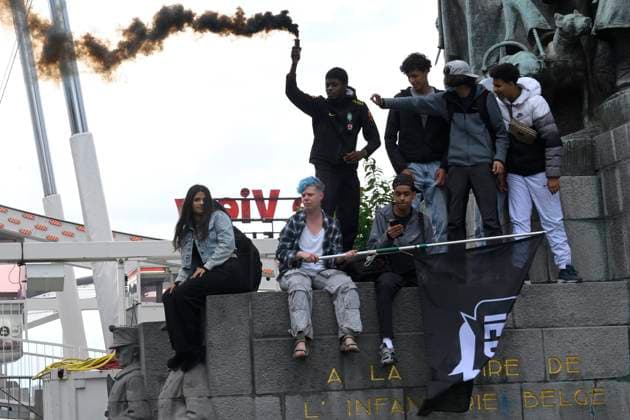 Protest Against Police Violence 08 06 2026 BRUSSELS, BELGIUM - Staff, teachers and students protest police violence outside the Palace of Justice pictured on June 08, 2026 in Brussels, Belgium, 08 06 2026 Brussels Belgium  Copyright: xPhilipxReynaersx