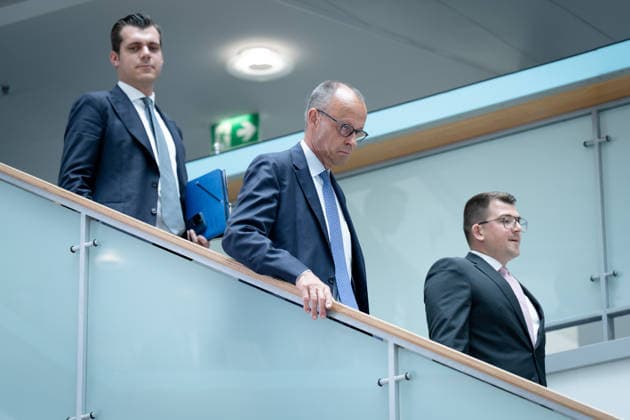 Berlin, Konrad-Adenauer-Haus, CDU Berlin, Bundeskanzler, Friedrich Merz, Konrad-Adenauer-Haus, CDU Berlin Berlin GER *** Berlin, Konrad Adenauer Haus, CDU Berlin, Federal Chancellor, Friedrich Merz, Konrad Adenauer Haus, CDU Berlin Berlin GER