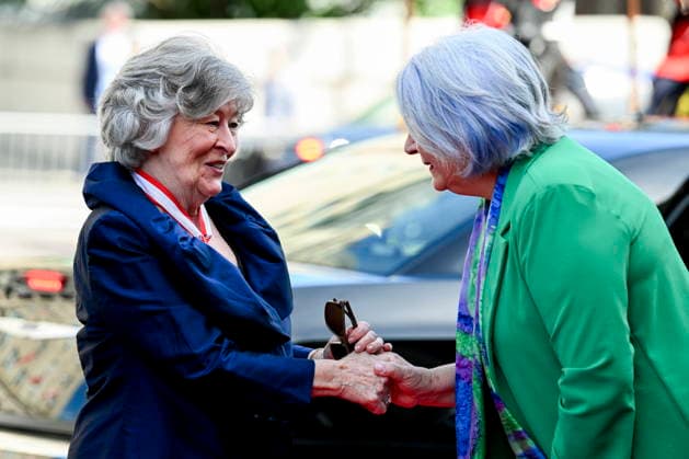 June 8, 2026, Ottawa, On, Canada: Designate Gov. Gen. Louise Arbour, left, shakes hands with Gov. Gen. Mary Simon ahead of her installation ceremony at the Senate of Canada in Ottawa, on Monday, June 8, 2026. Ottawa Canada  - ZUMAc35_ 20260608_zaf_c35_035 Copyright: xSpencerxColbyx