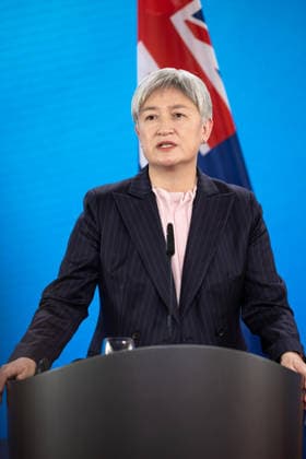Pressebegegnung von Außenminister Dr. Johann Wadephul und der australischen Außenministerin Penny Wong. Deutschland, Berlin am 08. Juni 2026: Auftaktstatements von Außenminister Dr. Johann Wadephul und der australischen Außenministerin Penny Wong vor die Presse. *** Press meeting of Foreign Minister Dr Johann Wadephul and Australian Foreign Minister Penny Wong Germany, Berlin on 08 June 2026 Opening statements by Foreign Minister Dr Johann Wadephul and Australian Foreign Minister Penny Wong to the press