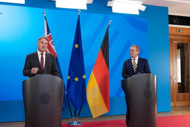 Pressebegegnung von Verteidigungsminister Boris Pistorius und dem australischen stellvertretenden Premierminister und Verteidigungs- minister Richard Marles. Deutschland, Berlin am 08. Juni 2026: Auftaktstatements von Verteidigungsminister Boris Pistorius und dem australischen stellvertretenden Premierminister und Verteidigungs- minister Richard Marles vor die Presse. *** Press meeting of Defense Minister Boris Pistorius and Australian Deputy Prime Minister and Minister of Defense Richard Marles Germany, Berlin on 08 June 2026 Opening statements by Defense Minister Boris Pistorius and Australian Deputy Prime Minister and Minister of Defense Richard Marles to the press