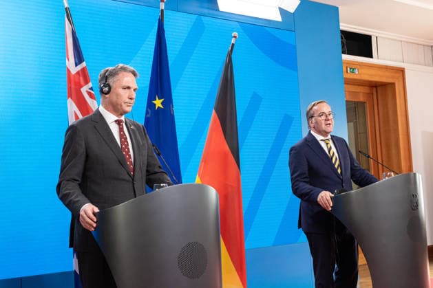 Pressebegegnung von Verteidigungsminister Boris Pistorius und dem australischen stellvertretenden Premierminister und Verteidigungs- minister Richard Marles. Deutschland, Berlin am 08. Juni 2026: Auftaktstatements von Verteidigungsminister Boris Pistorius und dem australischen stellvertretenden Premierminister und Verteidigungs- minister Richard Marles vor die Presse. *** Press meeting of Defense Minister Boris Pistorius and Australian Deputy Prime Minister and Minister of Defense Richard Marles Germany, Berlin on 08 June 2026 Opening statements by Defense Minister Boris Pistorius and Australian Deputy Prime Minister and Minister of Defense Richard Marles to the press