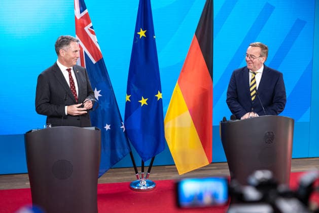 Pressebegegnung von Verteidigungsminister Boris Pistorius und dem australischen stellvertretenden Premierminister und Verteidigungs- minister Richard Marles. Deutschland, Berlin am 08. Juni 2026: Auftaktstatements von Verteidigungsminister Boris Pistorius und dem australischen stellvertretenden Premierminister und Verteidigungs- minister Richard Marles vor die Presse. *** Press meeting of Defense Minister Boris Pistorius and Australian Deputy Prime Minister and Minister of Defense Richard Marles Germany, Berlin on 08 June 2026 Opening statements by Defense Minister Boris Pistorius and Australian Deputy Prime Minister and Minister of Defense Richard Marles to the press