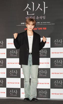 Kim Jae-Joong (JX), June 8, 2026 : Actor Kim Jae-Joong (J-Jun) during a press conference for movie The Shrine in Seoul, South Korea. Directed by Japanese filmmaker Kazuyoshi Kumakiri, the upcoming horror movie follows the story of three university students who mysteriously disappear after visiting an abandoned shrine in Kobe, Japan.  aflo_333735665