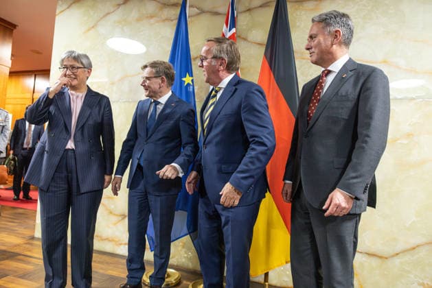 Die australische Außenministerin und der australische Verteidigungsminister im Auswärtigen Amt. Deutschland, Berlin am 08. Juni 2026: Gut gelaunte Ministern, von links nach Rechts: australischen Außenministerin Penny Wong, Außenminister Dr. Johann Wadephul (CDU), Verteidigungsminister Boris Pistorius (SPD), australischen stellvertretenden Premierminister und Verteidigungs- minister Richard Marles. *** The Australian Foreign Minister and the Australian Minister of Defence at the Federal Foreign Office Germany, Berlin on 08 June 2026 Good-humored ministers, from left to right Australian Foreign Minister Penny Wong, Foreign Minister Dr Johann Wadephul CDU , Defence Minister Boris Pistorius SPD , Australian Deputy Prime Minister and Defenc