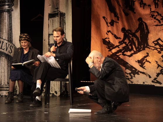 RECORD DATE NOT STATED Angela Winkler, Fabian Hinrichs, Martin Wuttke in Berlin-Troja unseres Lebens ... , ein Abend für Bazon Brock zum 90. Geburtstag im Renaissance-Theater Berlin, 2.6.2026 *** Angela Winkler, Fabian Hinrichs, Martin Wuttke in Berlin Troy of our lives , an evening for Bazon Brock on his 90th birthday at the Renaissance Theater Berlin, 2 6 2026
