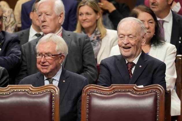 June 8, 2026, Ottawa, On, Canada: Former Prime Ministers Jean Chretien, right, and Joe Clark attend Governor General Designate Louise Arbour s installation in Ottawa on Monday, June 8, 2026. Ottawa Canada  - ZUMAc35_ 20260608_zaf_c35_113 Copyright: xAdrianxWyldx