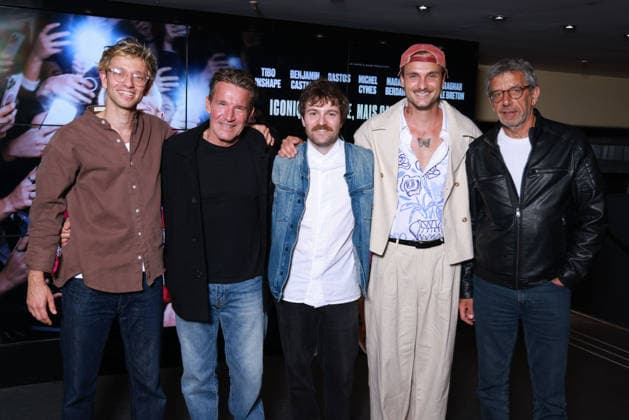 Giaccomo Premiere - Paris Xavier Lacaille, Benjamin Castaldi, Baptiste Drapeau, Bastien Grimal aka Bastos and Michel Cymes attendiing the photocall for the premiere of Giaccomo at UGC Cine Cite des Halles on June 8, 2026 in Paris, France. Photo by David Boyer ABACAPRESS.COM Paris France  Copyright: xBoyerxDavid ABACAx