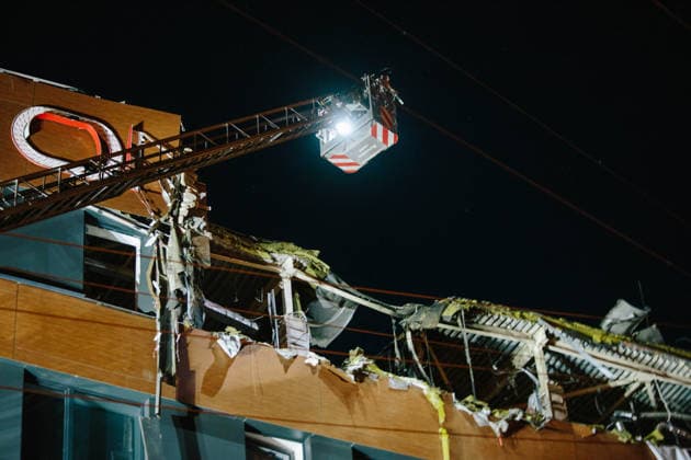 Consequences Of The Attack On Kharkiv Rescuers inspect a business center damaged in a military operation in Kharkiv, Ukraine, on June 9, 2026. According to the mayor, residential buildings, a business center, restaurants, a church, and cars were damaged, and more than 15 people were injured by morning. Kharkiv Ukraine  Copyright: xPavloxPakhomenkox originalFilename: pakhomenko-notitle260609_npEJF.jpg