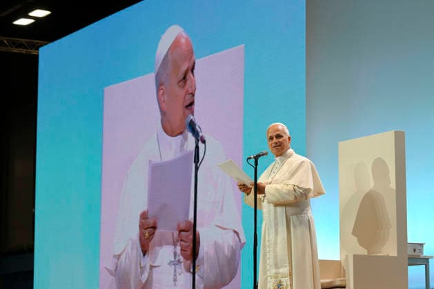SPAIN - POPE LEO XIV DURING A MEETING WITH VOLUNTEERS IN THE IFEMA EXHIBITION CENTRE A MADRID - 2026 6 9 Spain, Vatican, 2026 6 9 Pope Leo XIV during a meeting with volunteers in the IFEMA exhibition centre in Madrid EDITORIAL USE ONLY - NO BOOKS Copyright: xVATICANxMEDIA CPPx