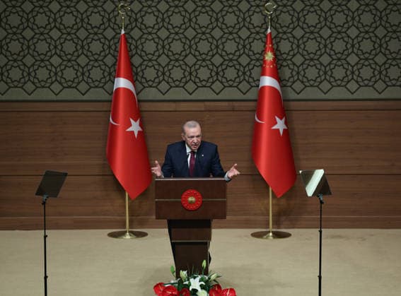 Opening Ceremony of the National Security Conferences of Turkiye ANKARA, TURKIYE - JUNE 09: (----EDITORIAL USE ONLY - MANDATORY CREDIT - TURKISH PRESIDENCY MURAT KULA HANDOUT - NO MARKETING NO ADVERTISING CAMPAIGNS - DISTRIBUTED AS A SERVICE TO CLIENTS----) Turkish President Recep Tayyip Erdogan delivers a speech during the Opening Ceremony of the National Security Conferences at the Presidential Complex in Ankara, Turkiye, on June 09, 2026. Turkish Presidency Murat Kula Anadolu Ankara Turkey. Editorial use only. Please get in touch for any other usage.  Copyright: x2026xAnadoluxTurkishxPresidency MuratxKulax