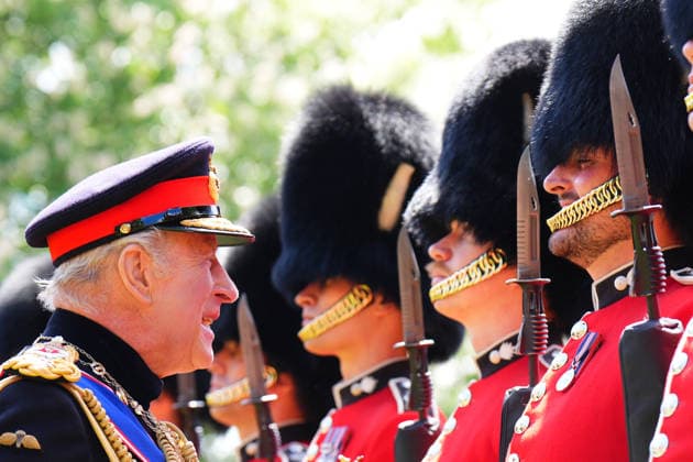 . 09 06 2026. London, United Kingdom. King Charles III and Queen Camilla present new Colours to the 1st Battalion Grenadier Guards at Buckingham Palace in London.  xPoolx xi-Imagesx IIM-26818-0047