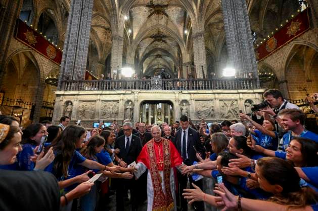 IPA85515146 - Spain, Vatican, 2026 6 9 Pope Leo XIV holds a midday prayer in the Cathedral of the Holy Cross and Saint Eulalia in Barcelona Photograph by VATICAN MEDIA Catholic Press Photo  Copyright: xVATICANxMEDIA CPPx xVATICANxMEDIA CPPx 85515146