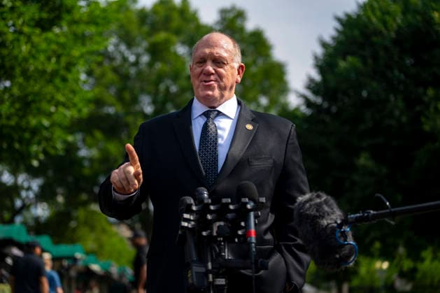 White House Border Czar Tom Homan speaks to the press outside the White House in Washington, DC on Tuesday, June 9, 2026.  WAP20260609370 BONNIExCASH