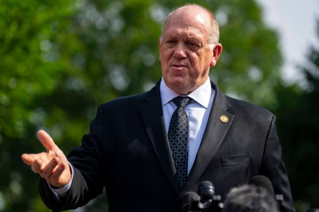 White House Border Czar Tom Homan speaks to the press outside the White House in Washington, DC on Tuesday, June 9, 2026.  WAP20260609371 BONNIExCASH