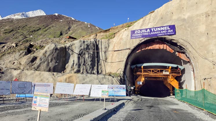 Final Breakthrough Ceremony of the Zojila Tunnel Kargil Ladakh , Jun 09 (ANI): A view of the world s longest single-tube-bidirectional Zojila Tunnel during its final breakthrough ceremony at Minamarg, in Kargil on Tuesday. Kargil Ladakh India Copyright: xANIx ANI_20260609019