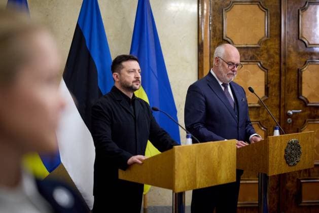 Ukrainian President Volodymyr Zelenskyy during a meeting with several leaders of the Nordic and Baltic states at a summit in Estonia Ukrainian President Volodymyr Zelenskyy during a meeting with several leaders of the Nordic and Baltic states at a summit in Estonia, June 9, 2026, where they discussed continued support for Ukraine and the security challenges related to the war with Russia. Photo by PRESIDENT OF UKRAINE apaimages Ukraine Ukraine Ukraine 090626_Estonia_UPO_00(17).jpeg Copyright: xapaimagesxPRESIDENTxOFxUKRAINEx xapaimagesx