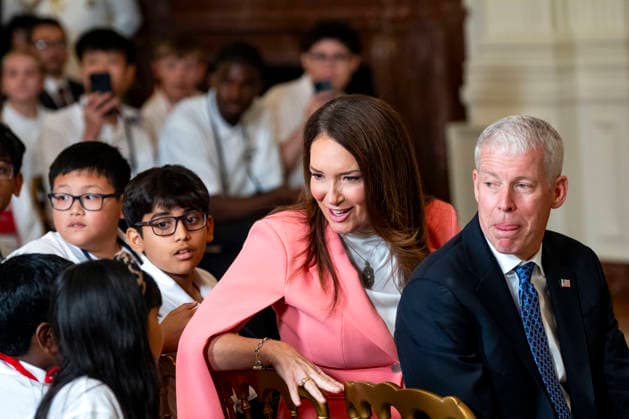 Secretary of Agriculture Brooke Rollins speaks with students during an event honoring the winners of the Presidential AI Regional Challenge in the East Room of the White House in Washington, DC on Tuesday, June 9, 2026. The challenge recognizes both student and educator teams who designed AI-based solutions for community challenges.  WAP20260609377 BONNIExCASH