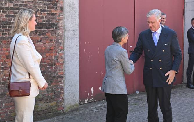 King Philippe - Filip of Belgium and pictured during a royal visit to the Antwerp prison, on Tuesday 09 June 2026. During the visit, the King will be briefed on the impact of overcrowding on life in Belgian prisons.  POOLxBERTxVANxDENxBROUCKE 176856480