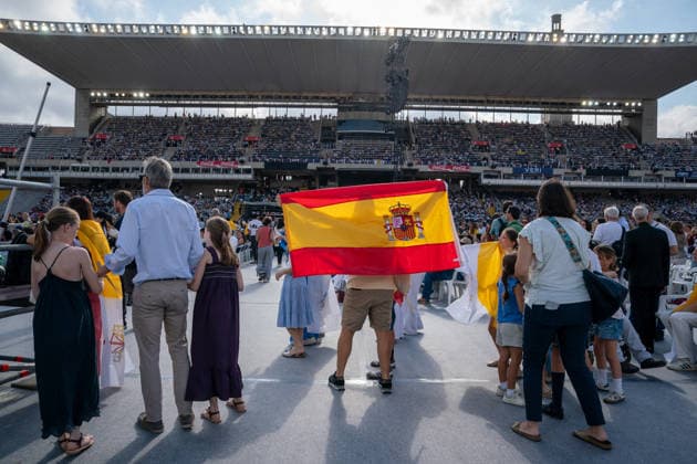 Spain-Barcelona-Pope Leo XIV visit Spain in Barcelona, Spain. The venue of the event getting ready of the faithful people to Pope Leo XIV visit to Spain in Estadi Olimpic Lluis Companys, Barcelona, Spain, on June 9, 2026. Barcelona Estadi Olimpic Lluis Companys Barcelona Spain