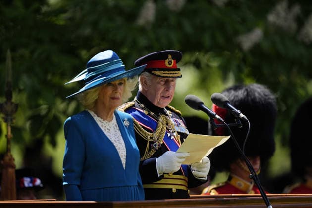 Grenadier Guards receive new Colours King Charles III and Queen Camilla during a ceremony to present the Grenadier Guards with their new Colours at Buckingham Palace in London. Picture date: Tuesday June 9, 2026., Credit:Jordan Pettitt PA ROTA - B68 Avalon UK, London  Copyright: xJordanxPettittx xPAxROTAx-xB68x xAvalonx 1109128152
