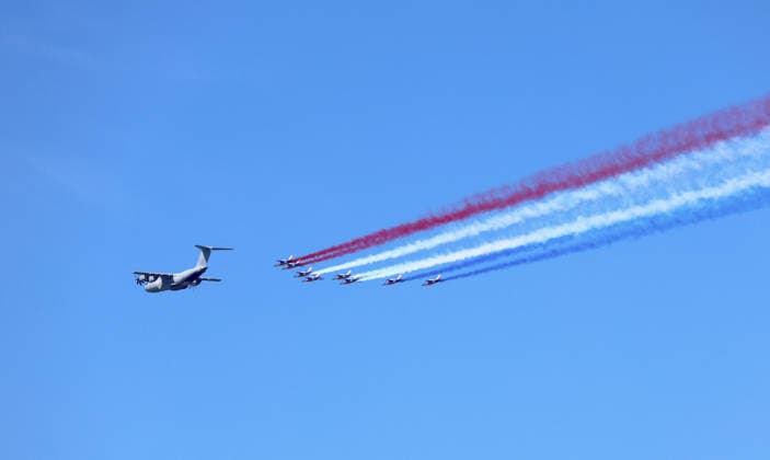 Patrouille De France flies in New York French Air and Space Force Patrouille de France flies over the hudson river and the Statue of Liberty to celebrate the 250th anniversary of American independence and honor the Franco-American friendship in New York, NY on June 9, 2026. Photo by Charles Guerin ABACAPRESS.COM New York NY  Copyright: xGuerinxCharles ABACAx