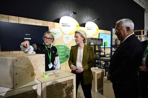 Belgien, New European Bauhaus Festival in Brüssel New European Bauhaus Festival in Brussels BRUSSELS, BELGIUM - JUNE 09: EU Commission President Ursula von der Leyen and EU Council President Antonio Costa attend the opening of the New European Bauhaus Festival in Brussels, Belgium on June 09, 2026. The festival focuses on combating climate change within the construction and building sectors. Dursun Aydemir Anadolu Brussels Belgium. Editorial use only. Please get in touch for any other usage.  Copyright: x2026xAnadoluxDursunxAydemirx