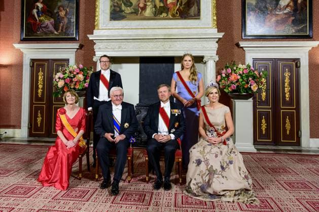 Amsterdam, The Netherlands, 2026-06-09 19:30:33 AMSTERDAM, 09-06-2026, Royal Palace Amsterdam At the invitation of His Majesty the King - King Willem-Alexander and Queen Maxima, the Federal President of Germany, Frank-Walter Steinmeier, is paying a state visit to the Netherlands. He is accompanied by his wife, Elke Büdenbender. PHOTO: NLBeeld POOL Mischa Schoemaker In the photo: The Royal Couple hosts a state banquet at the Royal Palace Amsterdam. King Willem-Alexander and the German Federal President deliver a speech. Her Royal Highness the Princess of Orange - Princess Amalia and Prince Constantijn are also present at the state banquet. Credit: NL Beeld Patrick van Emst  Copyright: xx x