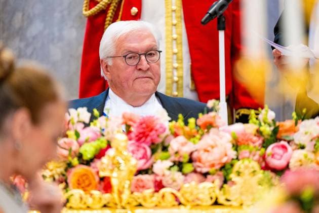 Dutch Royals receive Germany for state visit, day 1, Amsterdam, Netherlands - 9 Jun 2026 Federal President Frank-Walter Steinmeier at the state banquet at the Royal Palace in Amsterdam, on the first day of the three day state visit from the German President to the Netherlands. Amsterdam The Netherlands  Copyright: xMischaxSchoemakerx