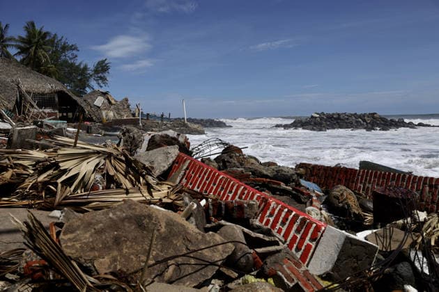 Tropical Storm Cristina hit Puerto Madero of Mexico TAPACHULA, MEXICO - JUNE 09: Destroyed walls and debris are seen in the coastal community of Puerto Madero, following the passage of Tropical Storm Cristina near Tapachula, Mexico, on Tuesday, June 09, 2026. The storm caused severe damage along the Mexican Pacific coast in the state of Chiapas, near the Guatemala border, where strong waves and storm surges impacted dozens of homes and restaurants, affecting hundreds of residents. Jose Torres Anadolu Tapachula Mexico. Editorial use only. Please get in touch for any other usage.  Copyright: x2026xAnadoluxJosexTorresx