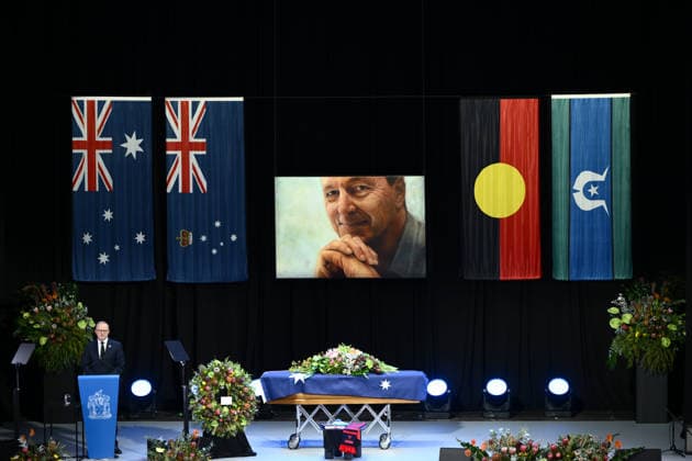 NEALE DANIHER STATE FUNERAL, Australian Prime Minister Anthony Albanese speaks during a State Funeral Service for Neale Daniher at the MCG, Melbourne, Wednesday, June 10, 2026. A state funeral will honour the life and extraordinary achievements of AFL great Neale Daniher, whose fight against MND inspired countless Australians. ( NO ARCHIVING MELBOURNE VICTORIA AUSTRALIA  Copyright: xJOELxCARRETTx 20260610120915309417