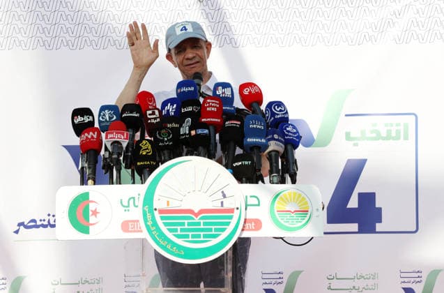 Abdelkader Bengrina At Press Conference - Algiers Abdelkader Bengrina, leader of the Mouvement El-Bina party, holds a press conference at the party headquarters in Algiers, Algeria on June 9, 2026, during the legislative election campaign ahead of the July 2 elections. Photo by Billel Bensalem APP ABACAPRESS.COM Alger Algeria  Copyright: xBensalemxBillel APP ABACAx