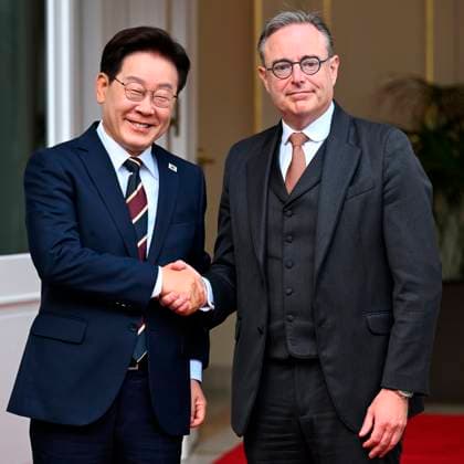 PM Bart De Wever meets South Korean President Lee Jae Myung BRUSSELS, BELGIUM - JUNE 10 : PM Bart De Wever meets South Korean President Lee Jae Myung on June 10, 2026 in Brussels, Belgium, 10 06 2026 Brussels Belgium  Copyright: xDidierxLebrunx