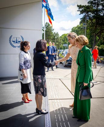 10-06-2026 Queen Maxima and Elke Budenbender visited the International Criminal Court in The Hague on the 2nd day of the 3 day statevisit to the Netherlands. Â  Copyright: xPPEx