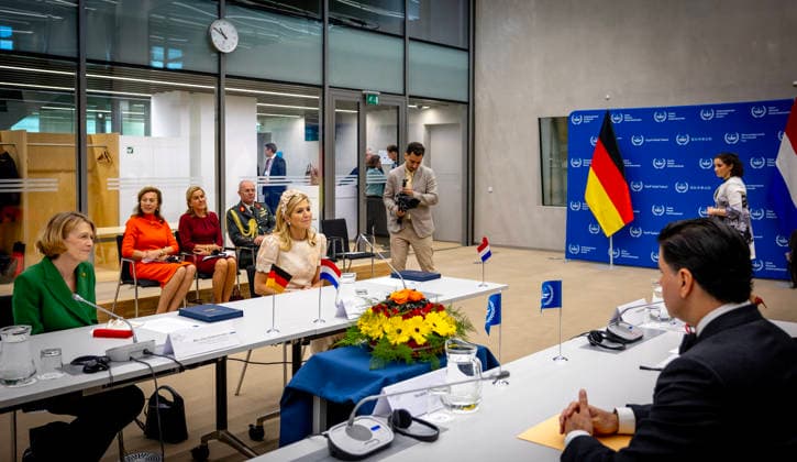 10-06-2026 Queen Maxima and Elke Budenbender visited the International Criminal Court in The Hague on the 2nd day of the 3 day statevisit to the Netherlands. Â  Copyright: xPPEx